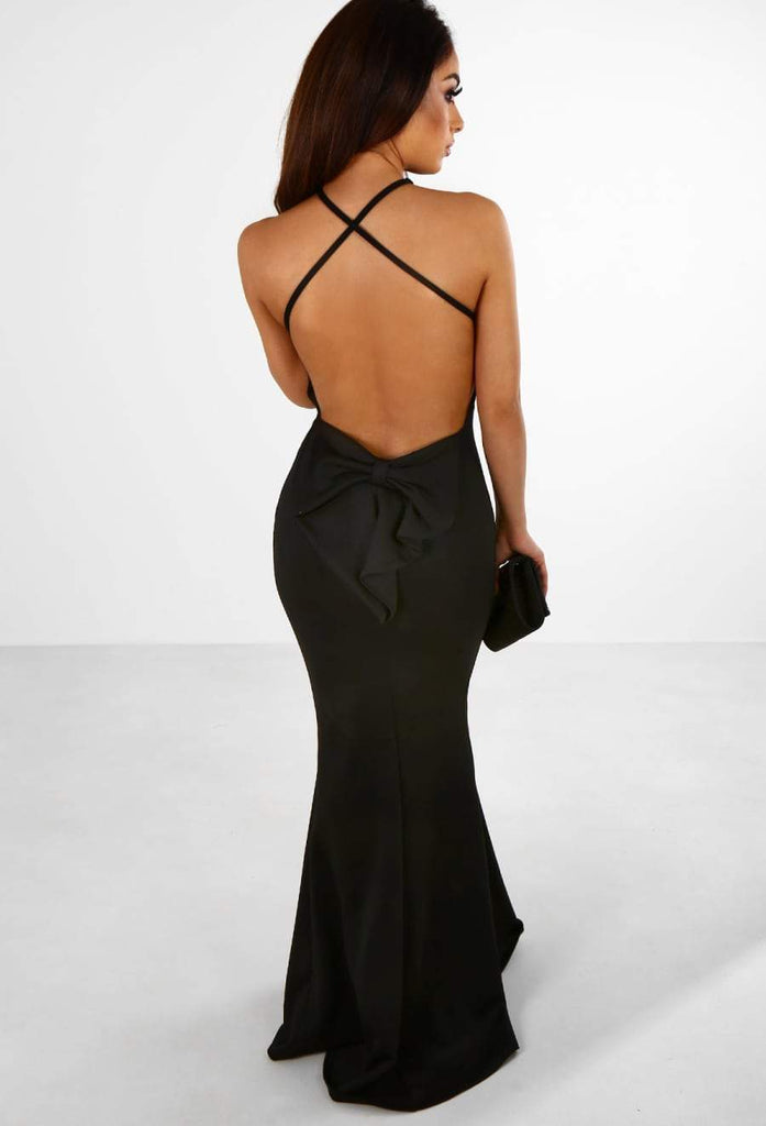 backless bow maxi dress