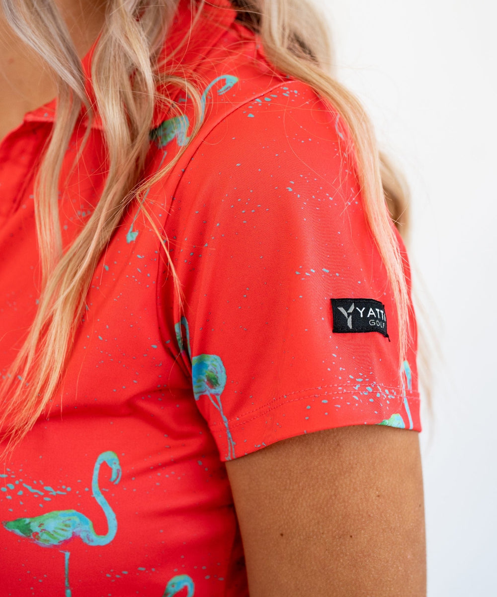 Womens Flamingo Golf Shirt Just Beachy Only 39 95 Yatta Golf