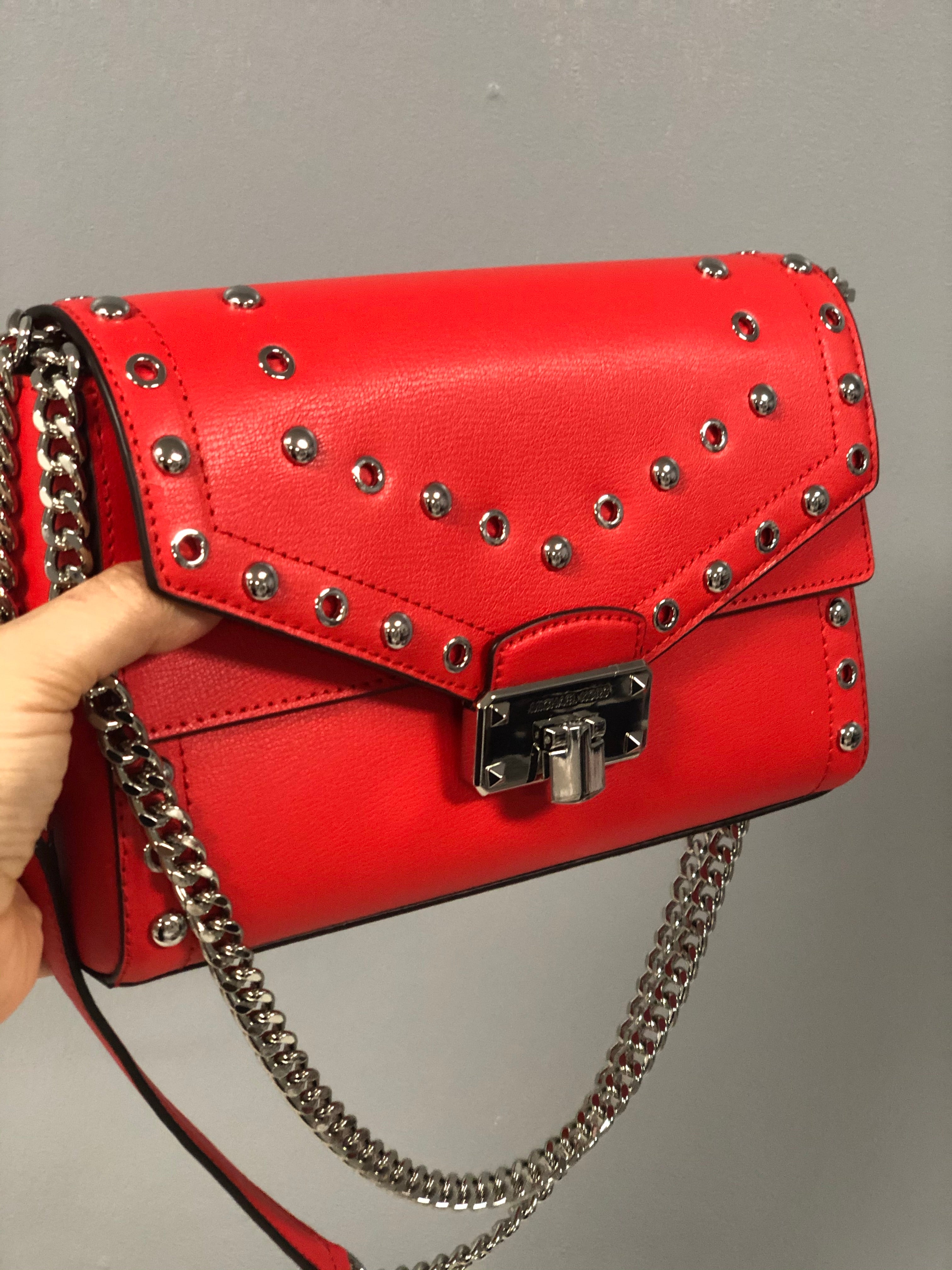 michael kors red studded crossbody