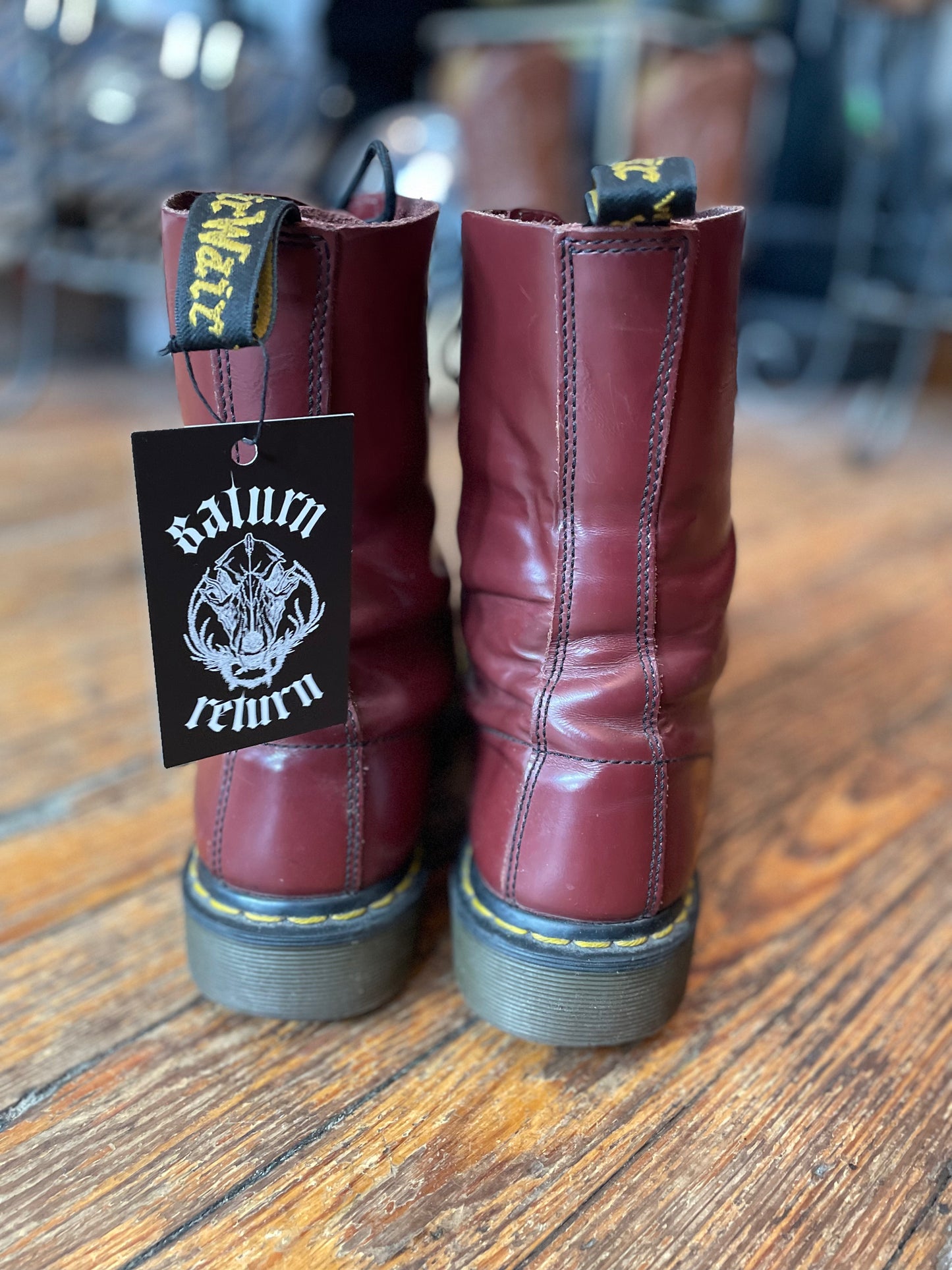 Doc Martens Smooth Cherry Red 1460 10 Eyelet Lace Up Boots