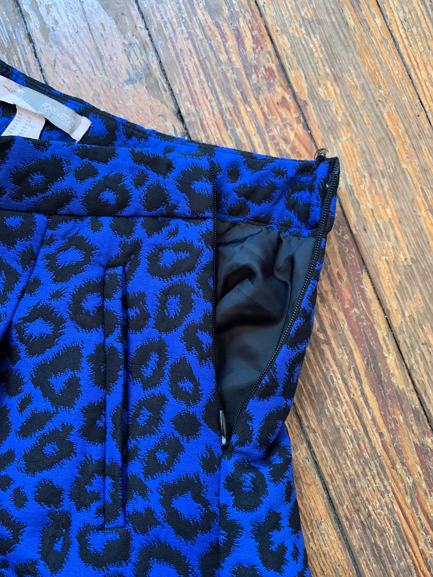 Blue & Black Cheetah Print Skater Skirt