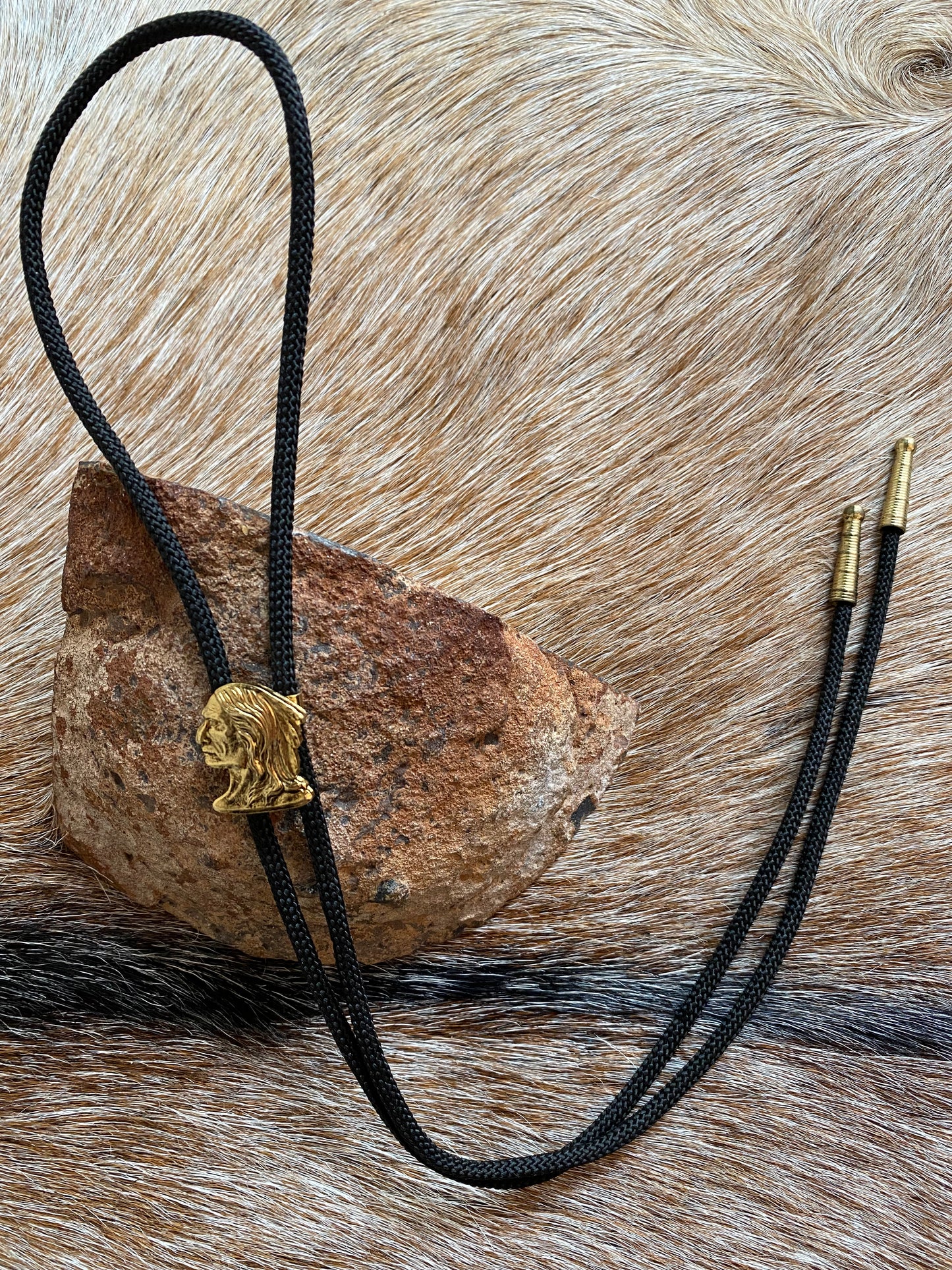 Vintage Gold Native Portrait Bolo