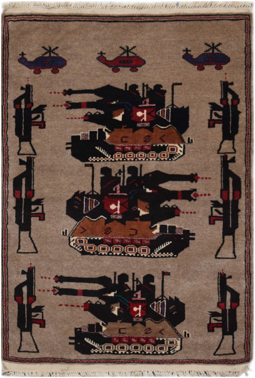 Handmade Afghan War Rug | 136 x 91 cm | 4'4" x 2'9"