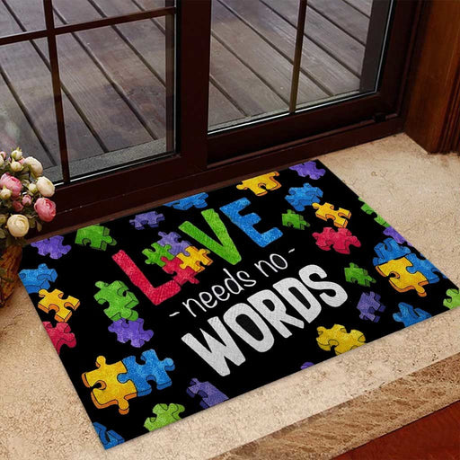 Love needs no words Autism Aware Doormat | Welcome Mat | House Warming Gift