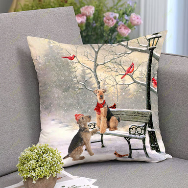 Airedale Terrier On A Date Square Pillow | Christmas Gift