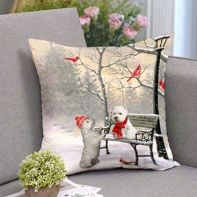 Westie On A Date Square Pillow | Christmas Gift