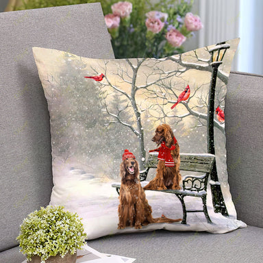 Irish Setter On A Date Square Pillow | Christmas Gift