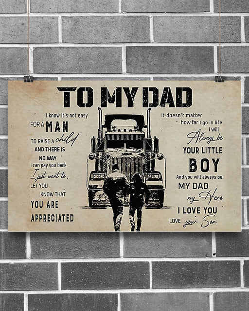 Professions Poster - Truck Driver's Son To My Dad Horizontal Canvas And Poster | Wall Decor Visual Art