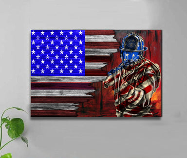 Us Half Flag Firefighter Canvas And Poster | Wall Decor Visual Art