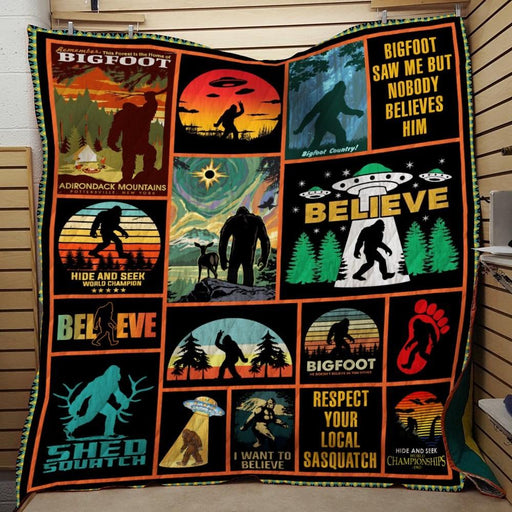 Camping Bigfoot Believe Ufo Fleece Blanket