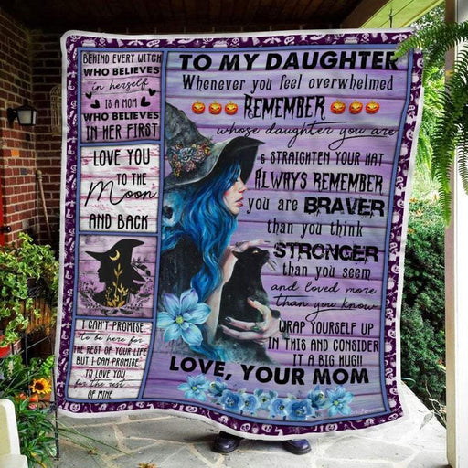 Mom To Daughter Witch Girl Letter To Daughter Halloween Fleece Blanket