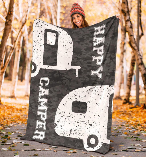 Happy Camper Camping Fleece Blanket