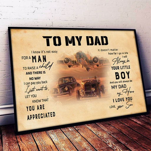 To My Dad I Know It's Not Easy For A Man To Raise A Child, Gift for Dad from Son, Lanscape Poster And Canvas Birthday Gift Home Decor Wall Art 1621406394489.jpg