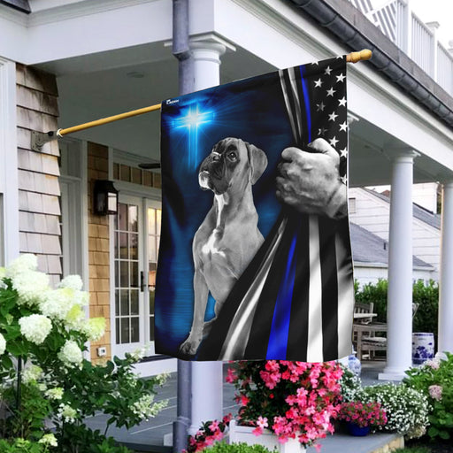Boxer Police Dog Flag Thin Blue Line Cross Flag Decor Decorative Seasonal Outdoor Weather Resistant Double Sided Print Gift For Family Friend Gift For Dog Lovers 1621572870491.jpg