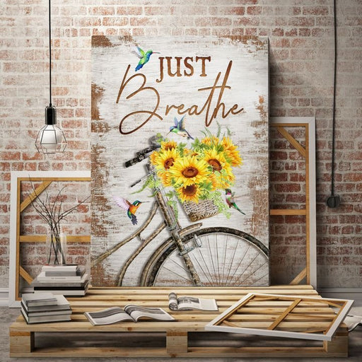 Just Breathe - Sunflowers and Hummingbirds Vintage Portrait Canvas Gift For Friend From Birthday Gift Family Gift Home Decor Wall Art Visual Art 1621822011932.jpg