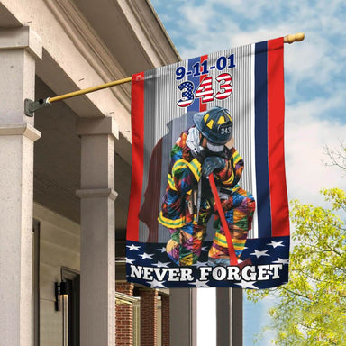 Firefighter 9-11-01. 343 Never Forget Flag | Garden Flag | Double Sided House Flag - GIFTCUSTOM