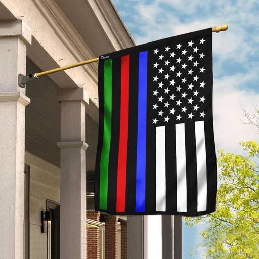 Police Military and Fire Thin Line American Flag | Garden Flag | Double Sided House Flag - GIFTCUSTOM