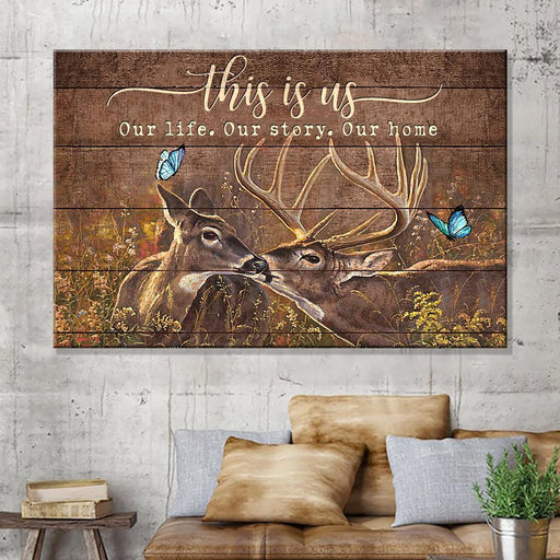 This Is Us Deer Couple Horizontal Canvas Anniversay Gift Couple Gift - GIFTCUSTOM