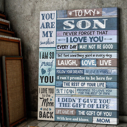 To My Son You Are My Sunshine Canvas, gift for son, gift from mom - GIFTCUSTOM