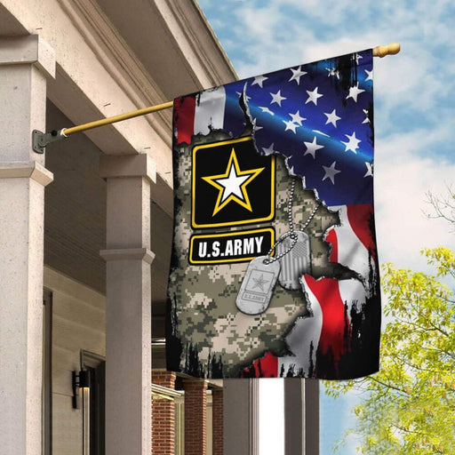 US Army Veteran With Name Tags Flag | Garden Flag | Double Sided House Flag - GIFTCUSTOM