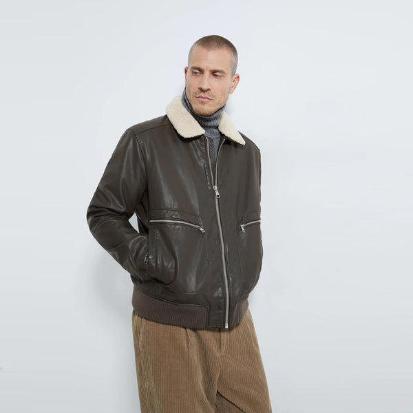 zara man grey shearling jacket