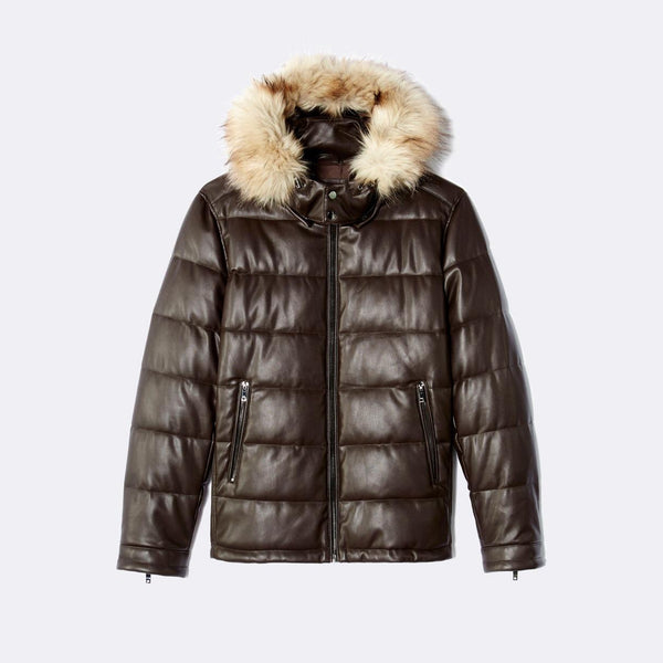 puffer with fur hood mens