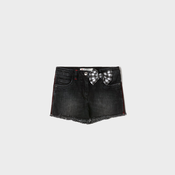 kids black denim shorts