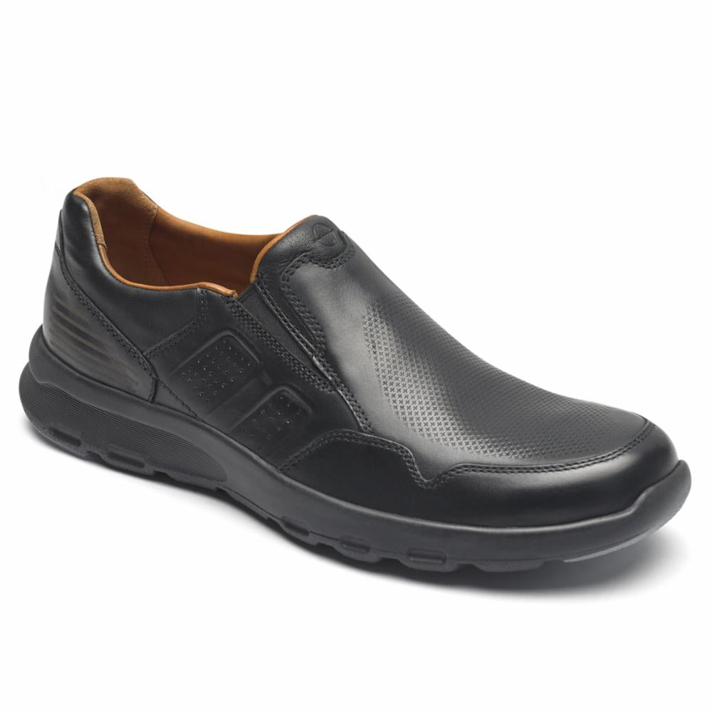 rockport black slip on shoes