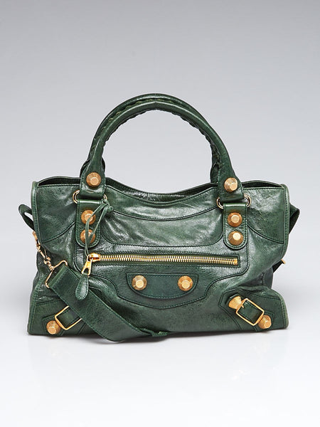 Emerald Lambskin Leather Giant 21 Gold City Bag – The Plush Posh