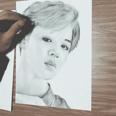 Assemble all the Jimin's fans and draw together loeil L'oeil art supplies blog graphite pencil drawing 
