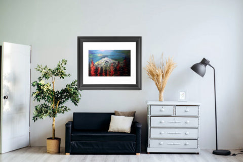 "Mount Rainier in Blue Sky", 24"x36", 2016, Acrylic On Canvas, Original Art, Mountain Art Collection