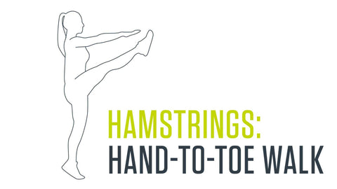 Dynamic stretch for hamstrings: hand-to-toe walk