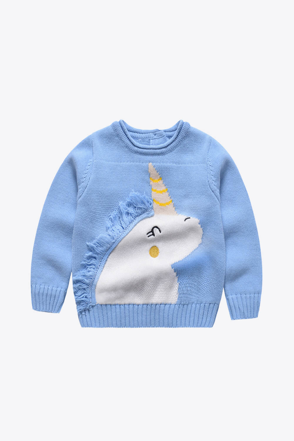 Kids Unicorn Frayed Trim Sweater