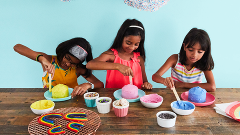 Girls decorating birthday cake kits