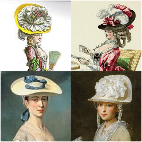 Shaped bergère hats, 18th century
