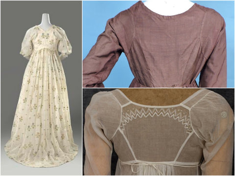 Examples of original Regency era dress backs.