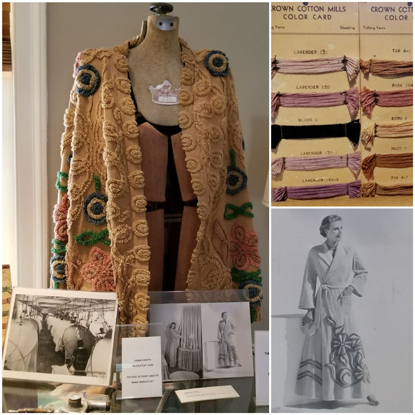 Chenille robe, yarn, and image from Dalton museums.