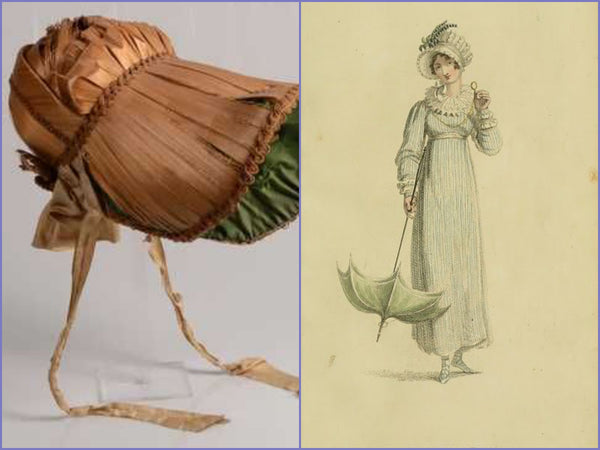 Original and fashion plate Regency bonnet examples