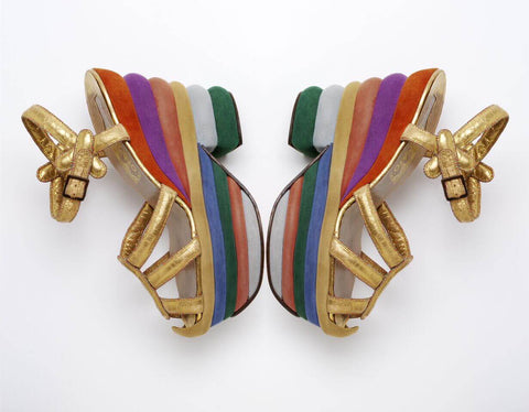Ferragamo rainbow platform shoes