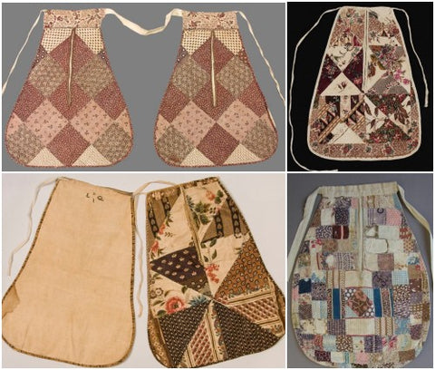 Antique patchwork pockets in the collections of various museums