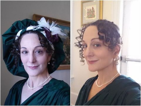 With and without my crazy hat (Regency Tam)