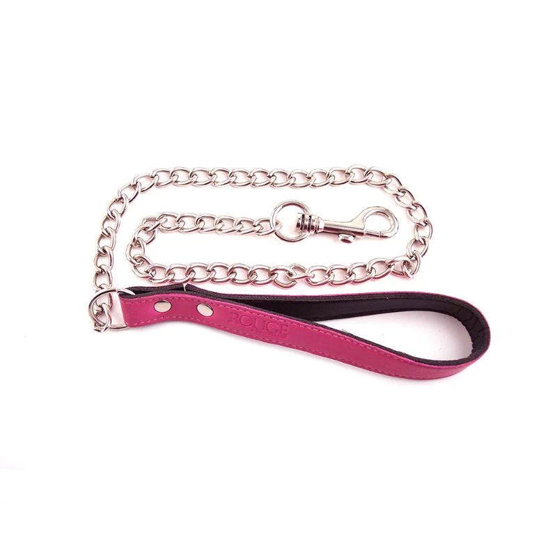 chain leash with leather handle