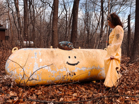 vintage yellow prom dress