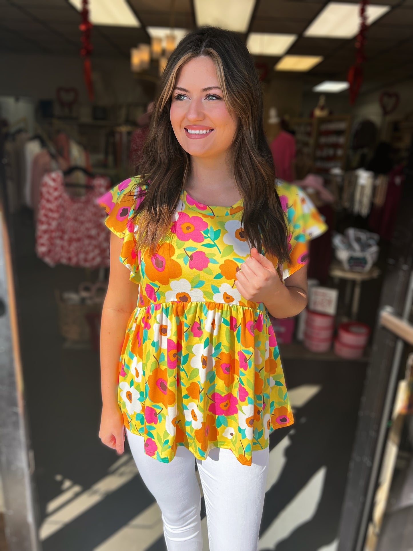 Demi Floral Babydoll Knit Top