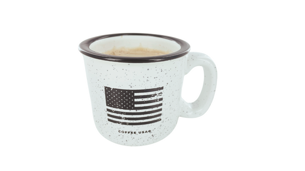 15 oz. Campfire Mug USA Flag Black/White