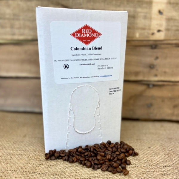 (Commercial) Colombian Liquid Coffee Concentrate - 64 oz - Bag In Box (30:1 Ratio) with Scholle connection. For use with Liquid Coffee Machines such as Bunn LCA, Newco LCD, Bunn Nitro