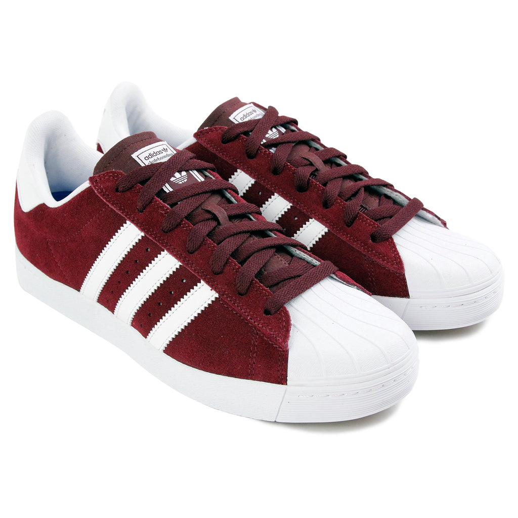 Superstar Vulc ADV Shoes in Maroon / FTW White FTW White by Adidas Skateboarding | Bored of Southsea
