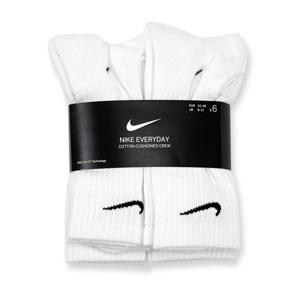 Cotton Cushioned 6 Pack Crew Socks in white by Nike SB | Bored of Southsea