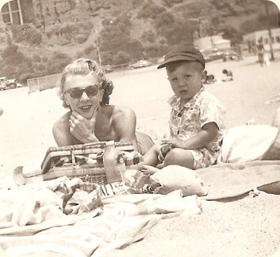 1950 with my mom at Santa Monica Beach