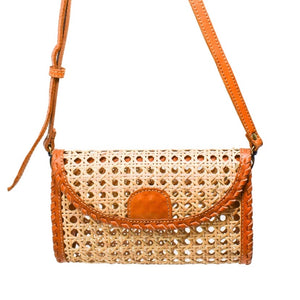 Ainsley Cane and Leather Crossbody Bag